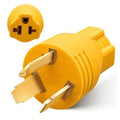 Yellow NEMA 10-30P to EV adapter plug with three-prong dryer-style connector