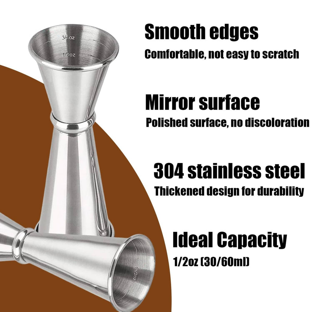 RivetOak Jigger for Bartending, Cocktail 2 oz 1 with 1 count, Sliver