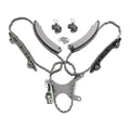 Timing chain kit with metal chains, guide rails, tensioners, and sprocket components