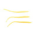 Berkley Powerbait floating trout worm, soft plastic in pale yellow, three curled pieces