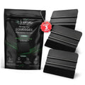 3-pack black vinyl squeegees with felt edge, plastic handles and straight scraper blades