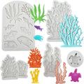 Ocean silicone mold set with coral, fish, seaweed, turtle, and shell relief patterns