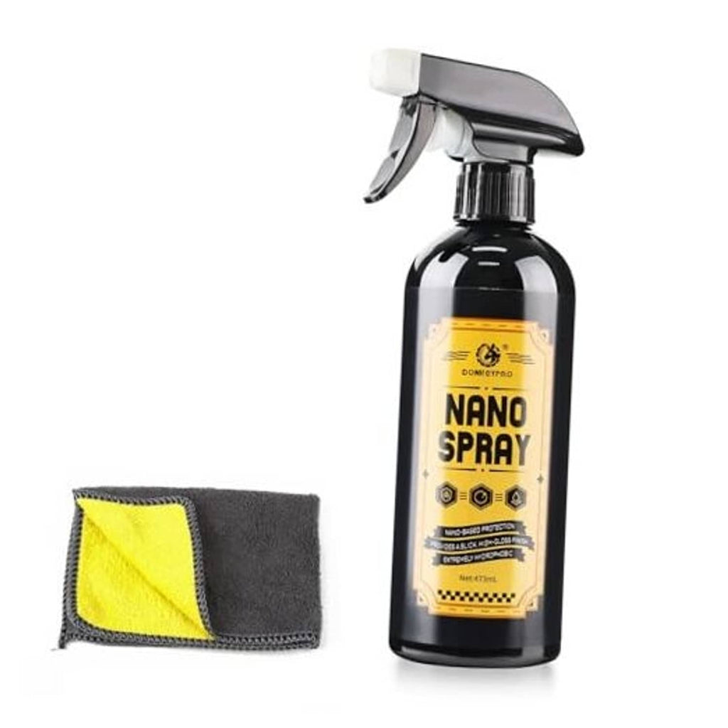 Car ceramic coating nano spray bottle with trigger and yellow-gray microfiber cloth