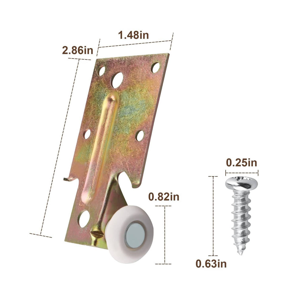 Steel bracket drawer track roller with plastic gray wheel and mounting screw