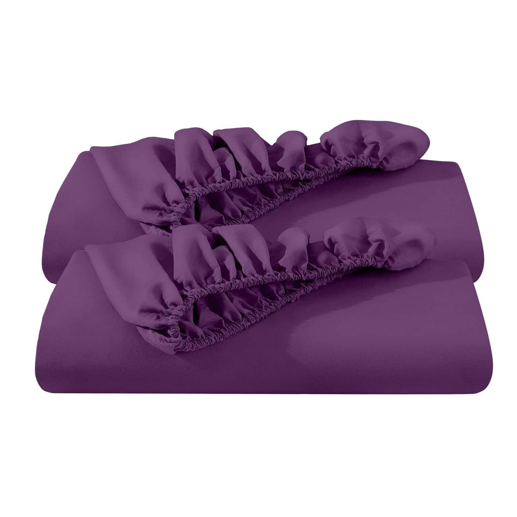 Purple Twin XL fitted sheet set with elastic gathered corners