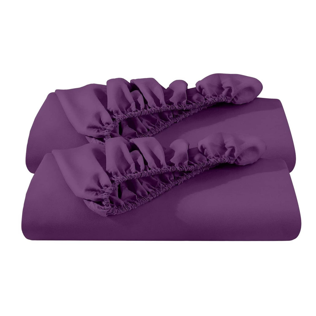 Purple Twin XL fitted sheet set with elastic gathered corners