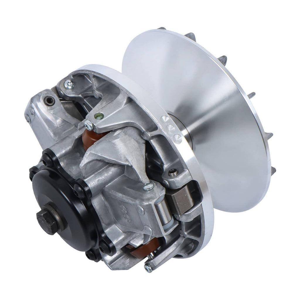 Drive pulley clutch primary assembly, silver housing with bronze components and black belt pulley