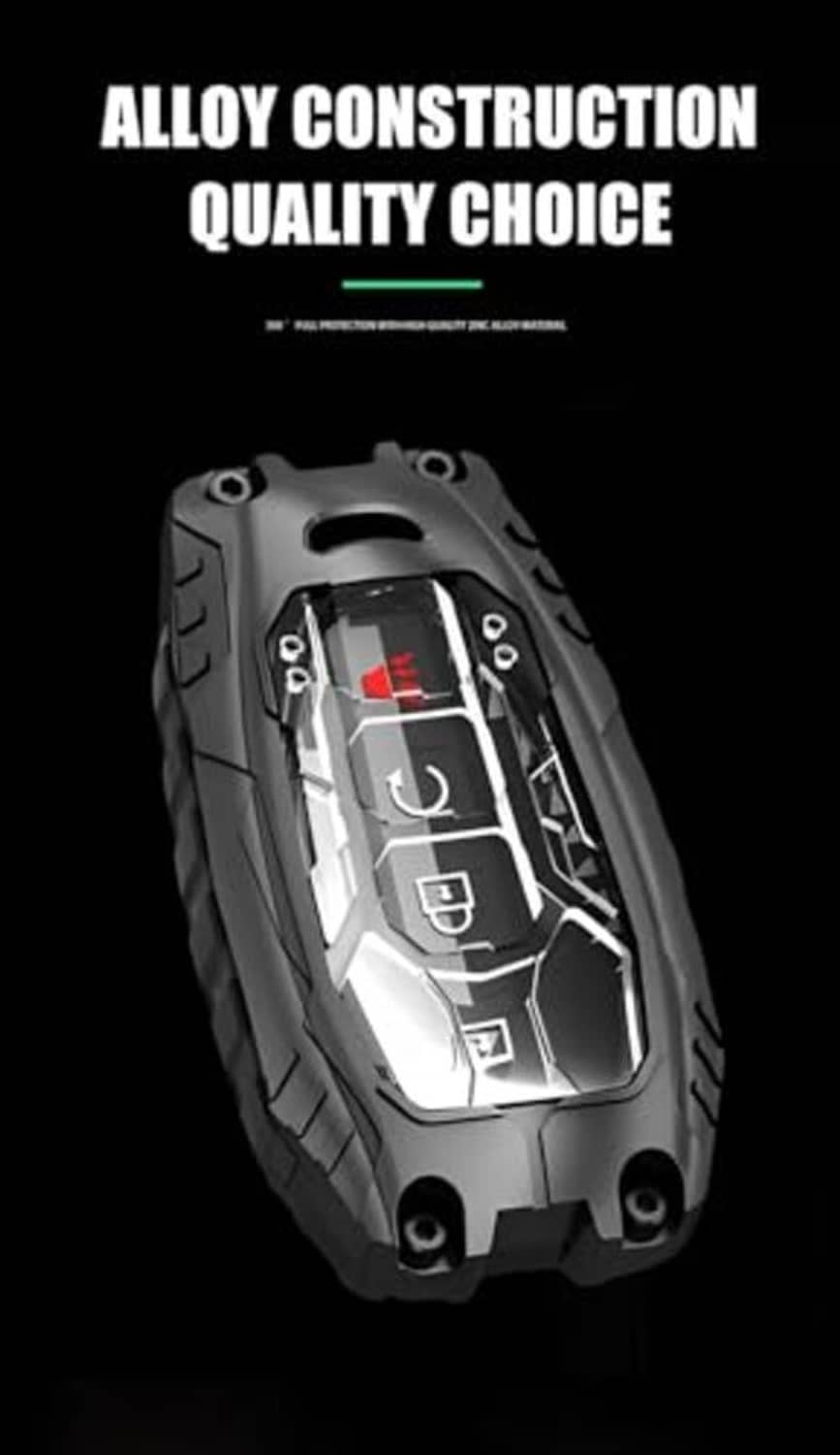 Black key fob case cover with keychain ring, close-up of front insert opening