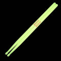 Glow drum sticks, neon green plastic 5A nylon, pair with rounded tips