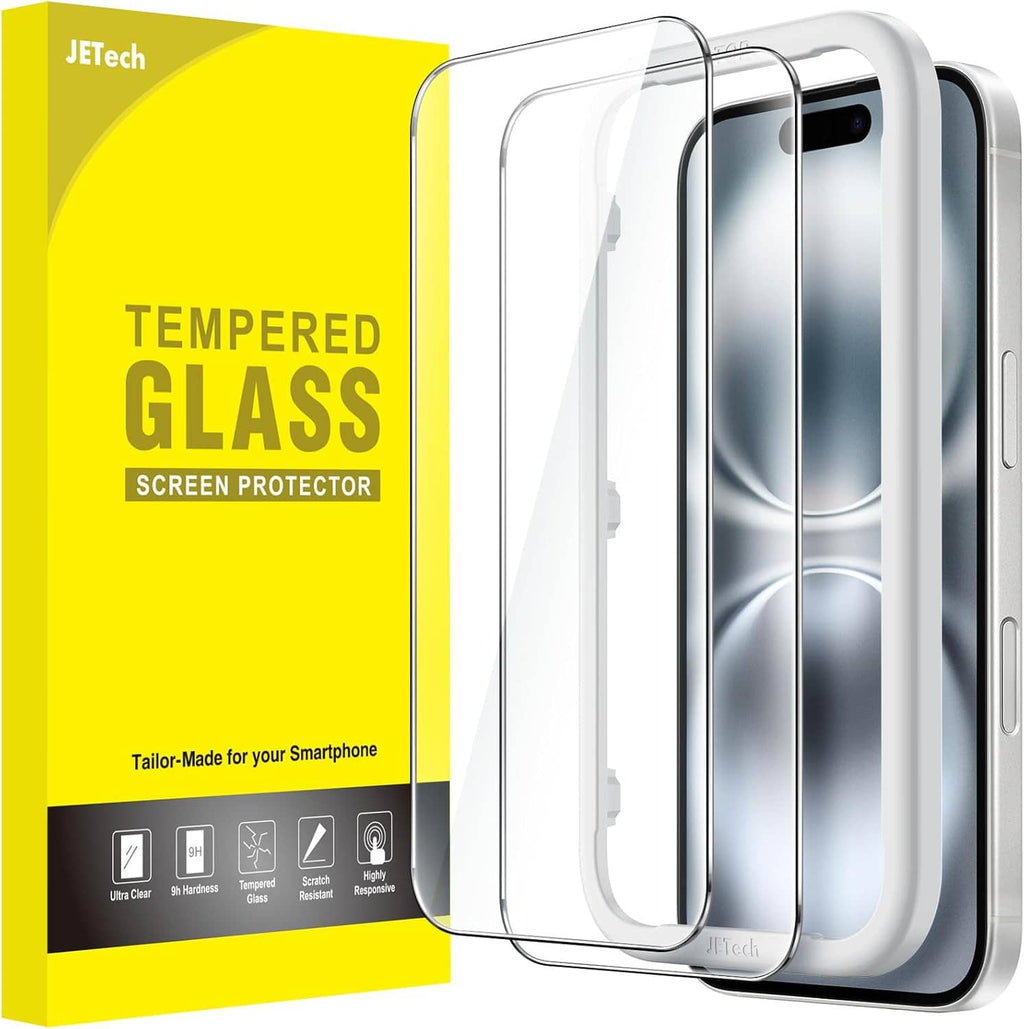 Tempered glass screen protector box with clear film and phone front cutout