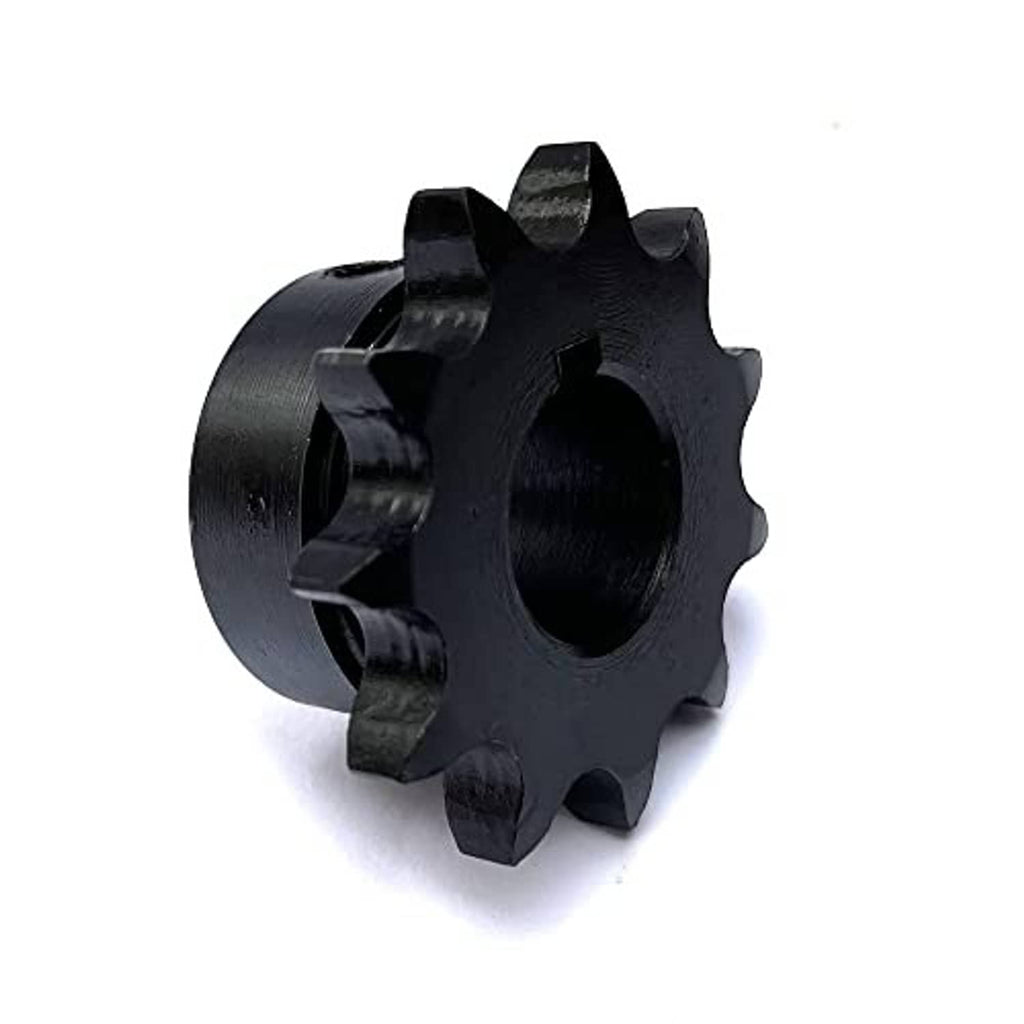Black #40 roller chain sprocket with 11 teeth and side view of center bore