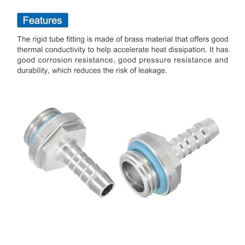 Barbed tube fitting adapter with blue sealing ring, rigid pipe style (2 pcs shown)