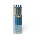 Poppin retractable gel pen set of 4, assorted blue fine point pens in clear pack