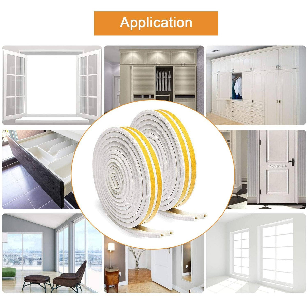 Door and window weather stripping seal strip roll for sealing gaps