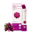 Grape-flavored bowel movement jelly sticks box with purple pouch, 10-count