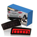 Smoked-lens LED rear bumper reflector light pair with red LED bar, black housing