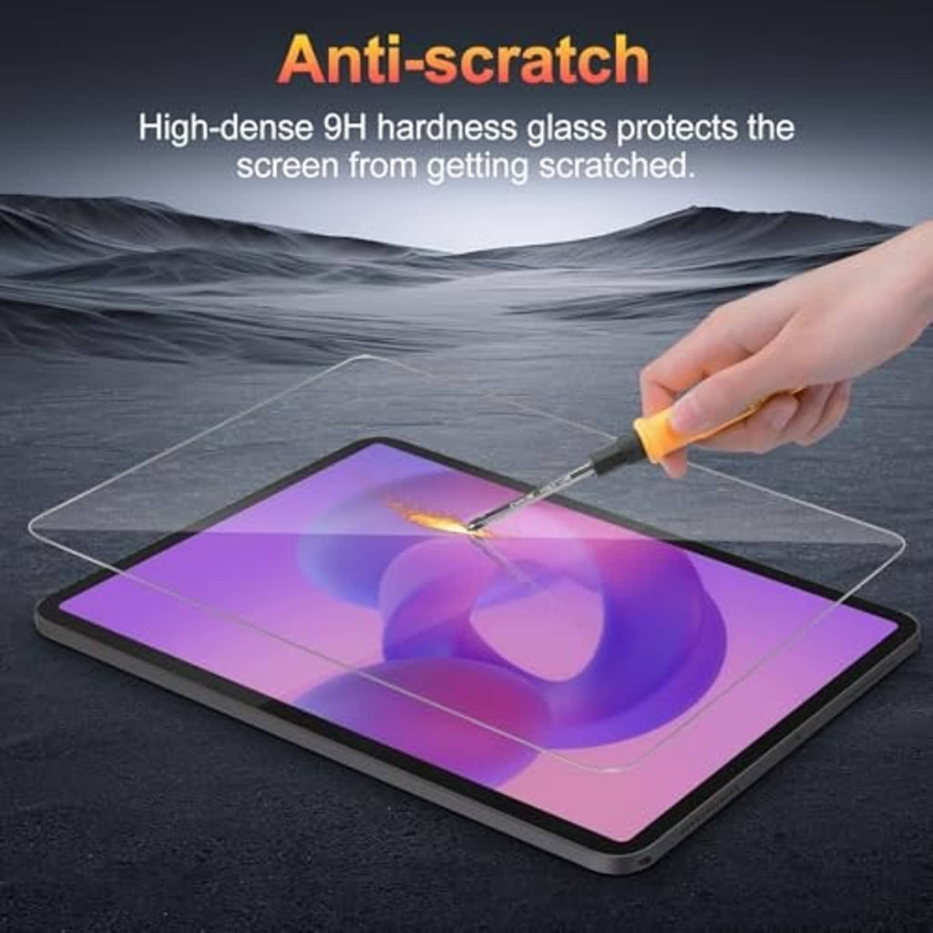 Tempered glass tablet screen protector with anti-scratch surface, clear and flat