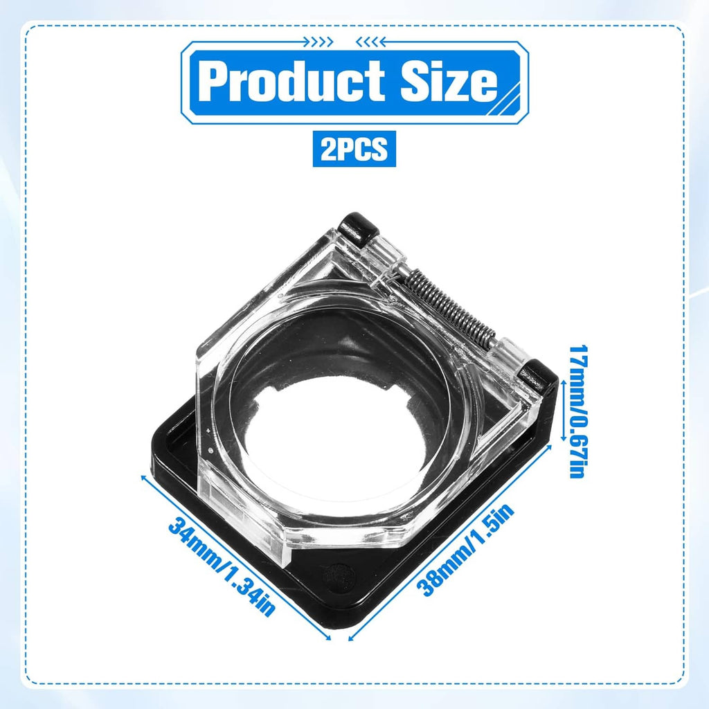 PC power button switch cover set, clear round ring with black square base and screws