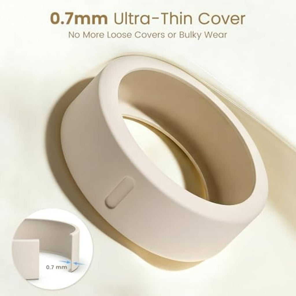 Ultra-thin ring cover set with white and beige sleeves and oval cutout