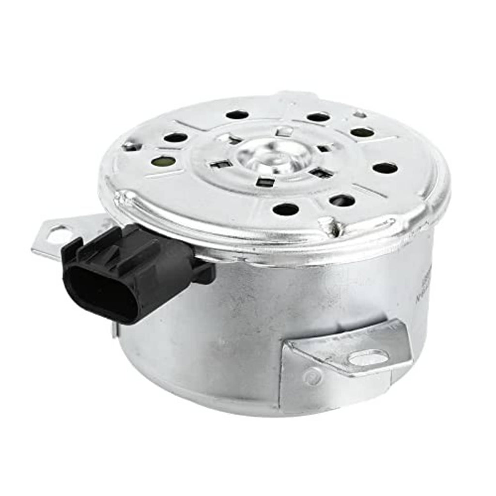Radiator fan cooling motor with silver top plate and black side electrical connector