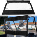UTV soft rear window windshield panel with black fabric frame and clear window