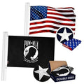 USA embroidered flag with red stripes, blue field, white star, and brass grommets