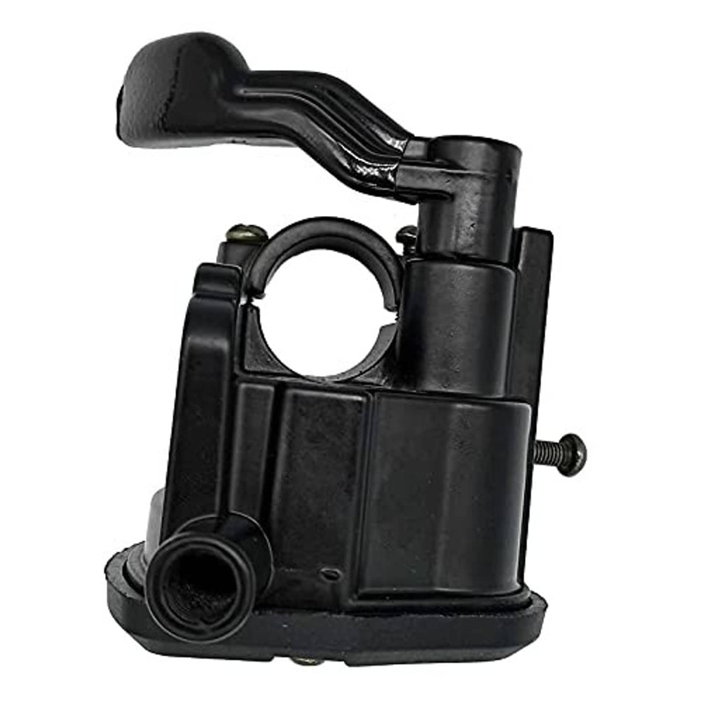 Black throttle lever housing with circular grip opening and side mounting bolt