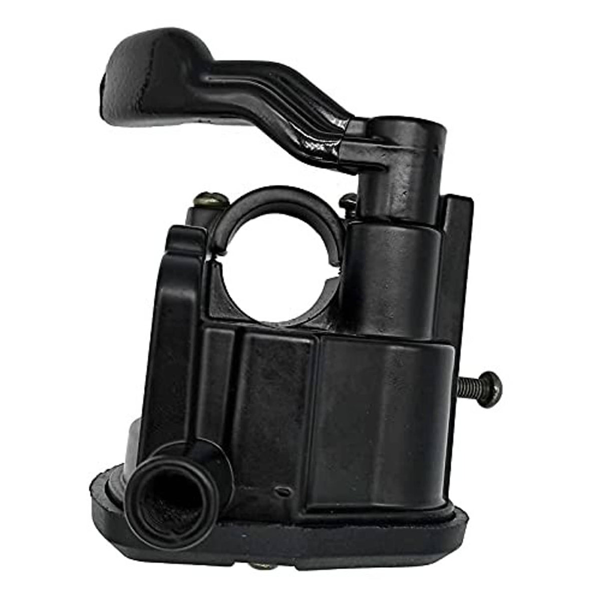 Black throttle lever housing with circular grip opening and side mounting bolt