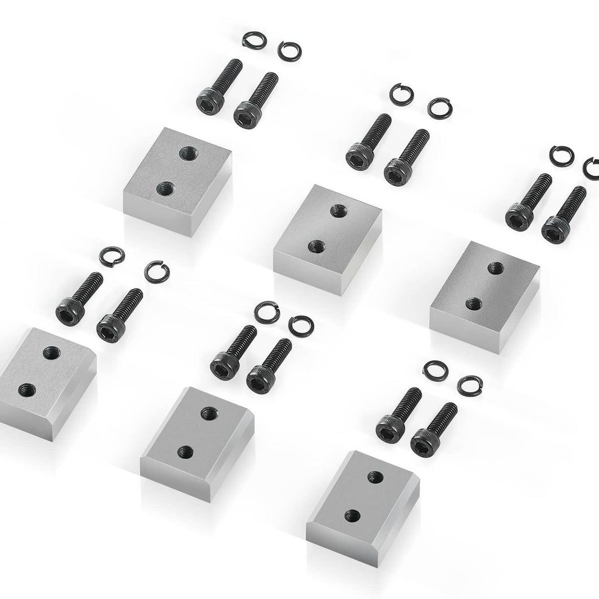 Replacement electric rebar cutter jaw blades set with mounting screws and washers, steel gray