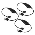 Set of 3 USB fan speed adapter cables with black controller and USB-A connectors
