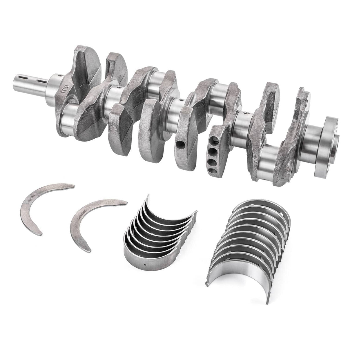 Crankshaft assembly with bearing inserts and two matching C-shaped bearing shells