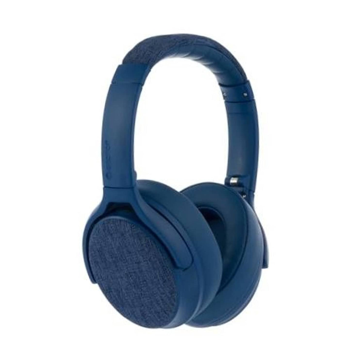 Navy blue over-ear headphones with cushioned ear cups and padded headband