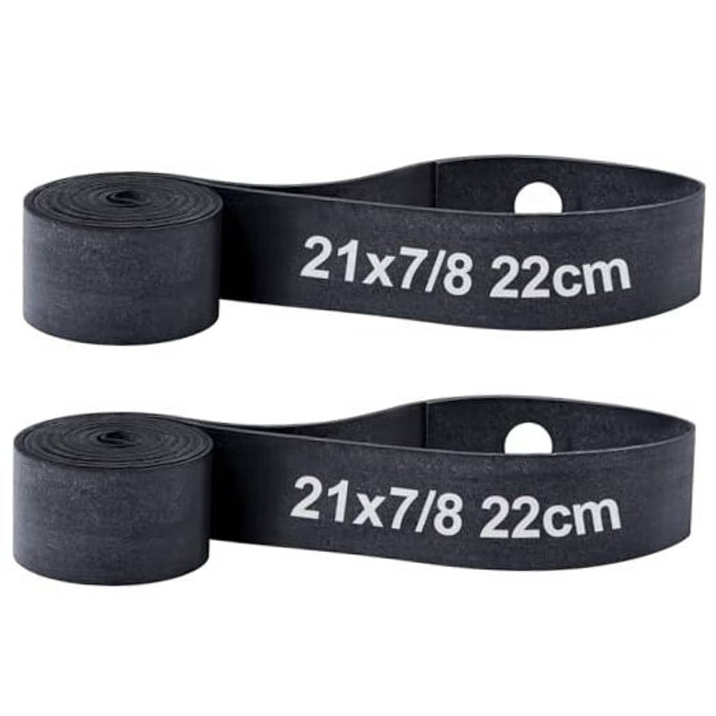 Motorcycle black rubber rim strip tape band, coiled roll and looped strip set