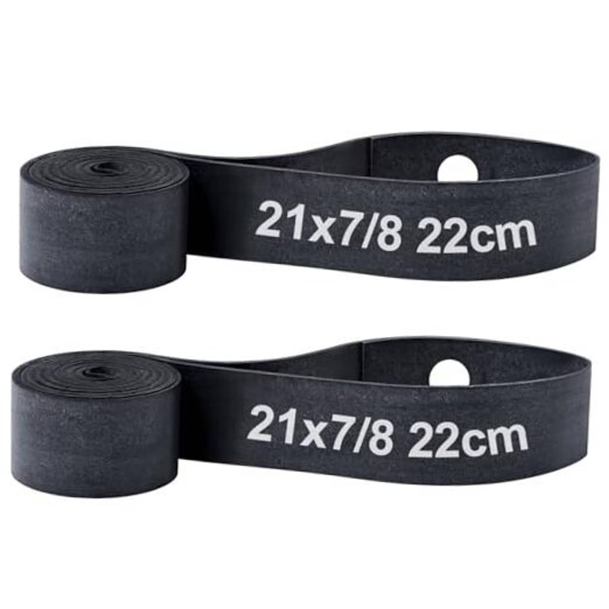 Motorcycle black rubber rim strip tape band, coiled roll and looped strip set