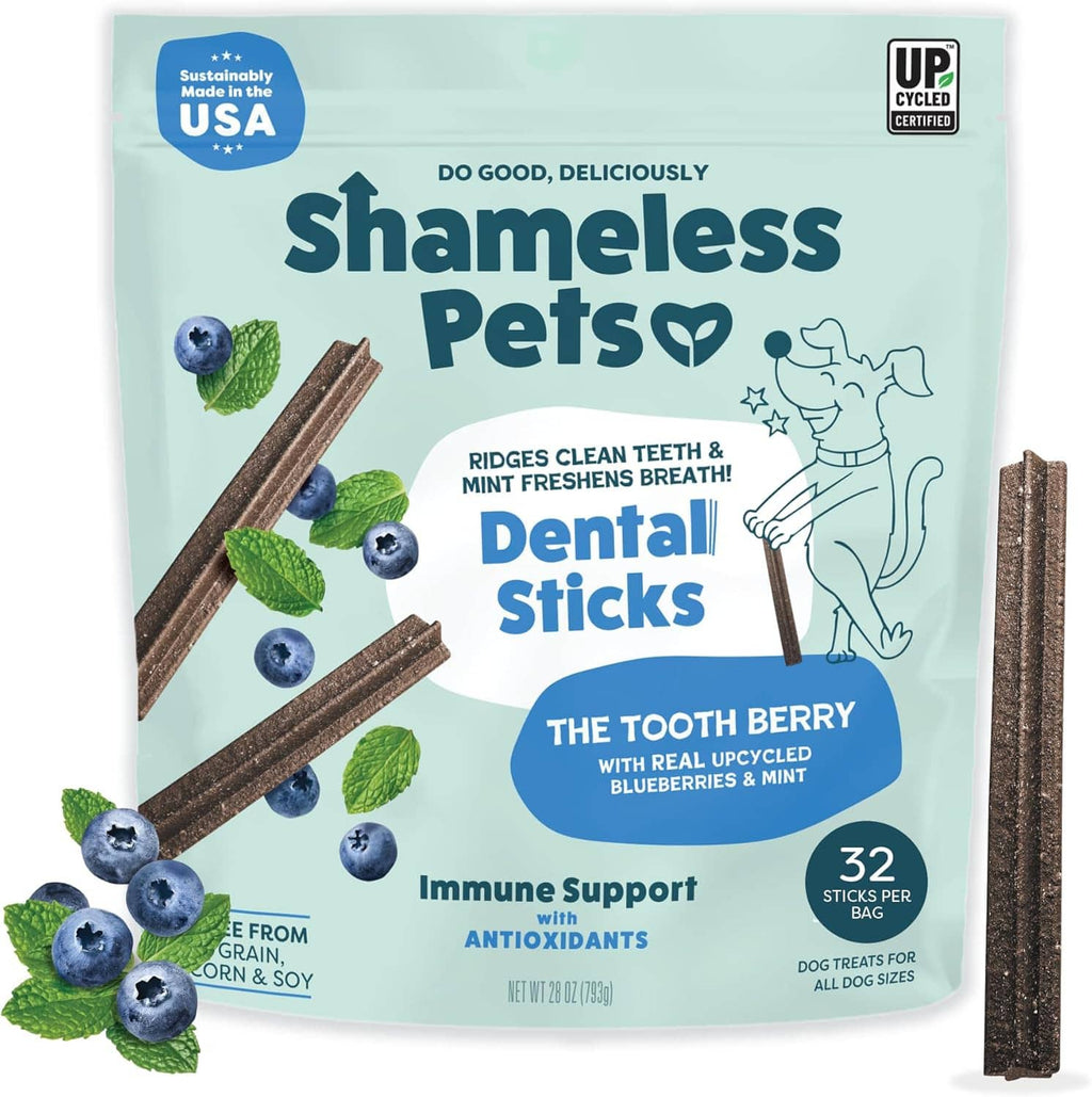 Shameless Pets dental sticks bag with 32 chews for dogs