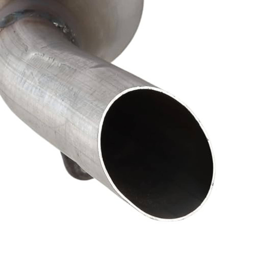Muffler outlet end with dark inner pipe, stainless steel exhaust section