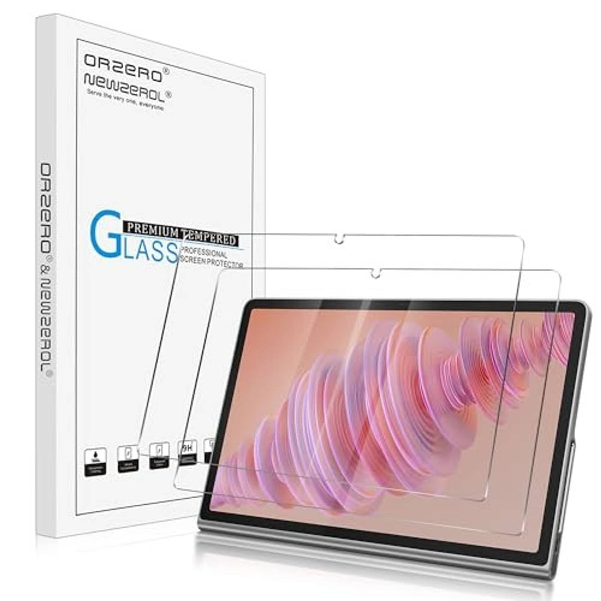 2-pack clear tempered glass screen protectors with alignment clips for tablet display