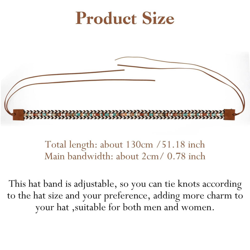 RivetOak 0.78×52 Inch Hat Bands for Women Cowboy Band, 1 Count (Pack of 1), Brown