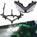 Black LED headlight lamp pair with clear lenses and U-shaped mounting bracket