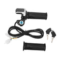 Electric bike throttle grip lock set with LED display, keys, and wiring harness