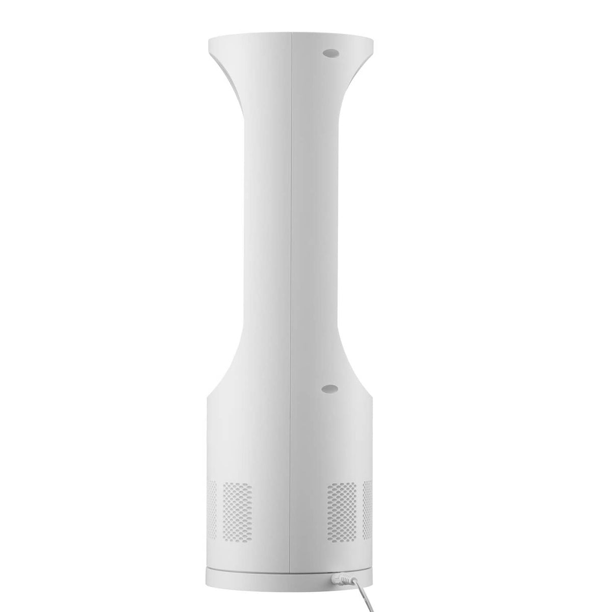 Uimoso bladeless desk fan side view with vent grilles and control button, white