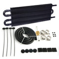 Transmission oil cooler radiator core with black hose and mounting hardware kit