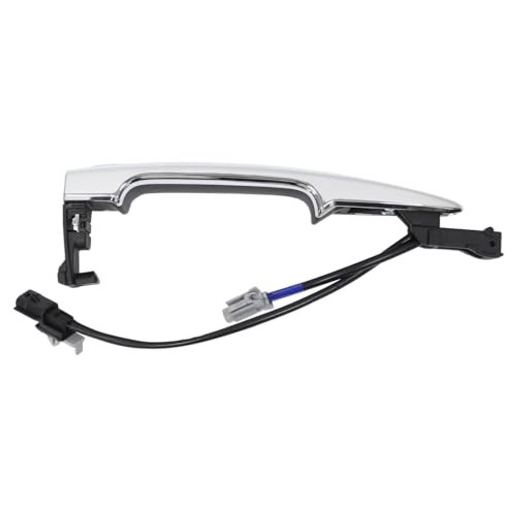 Chrome exterior door handle with keyless entry module and cable connections