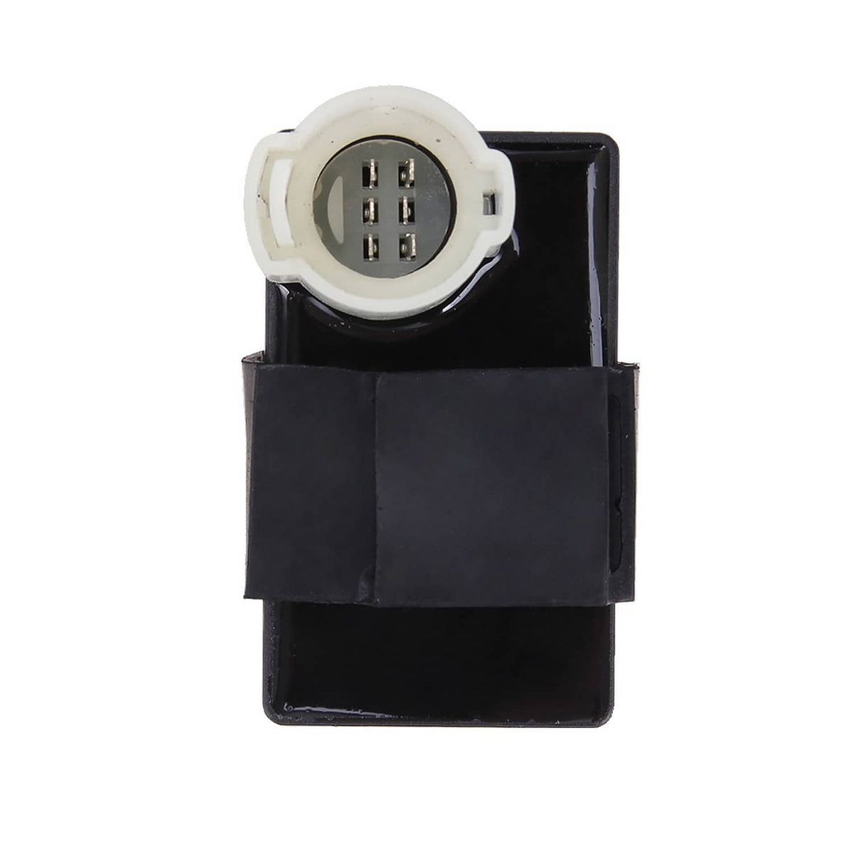CDI ignition module showing 6-pin round connector on black housing