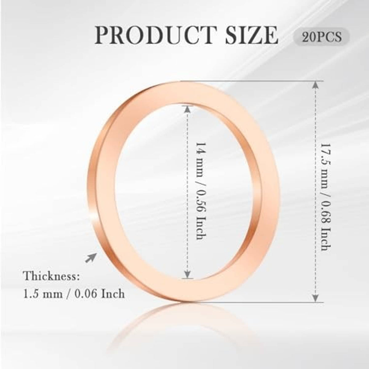 Copper crush washer with size diagram: 14 mm inner, 17.5 mm outer