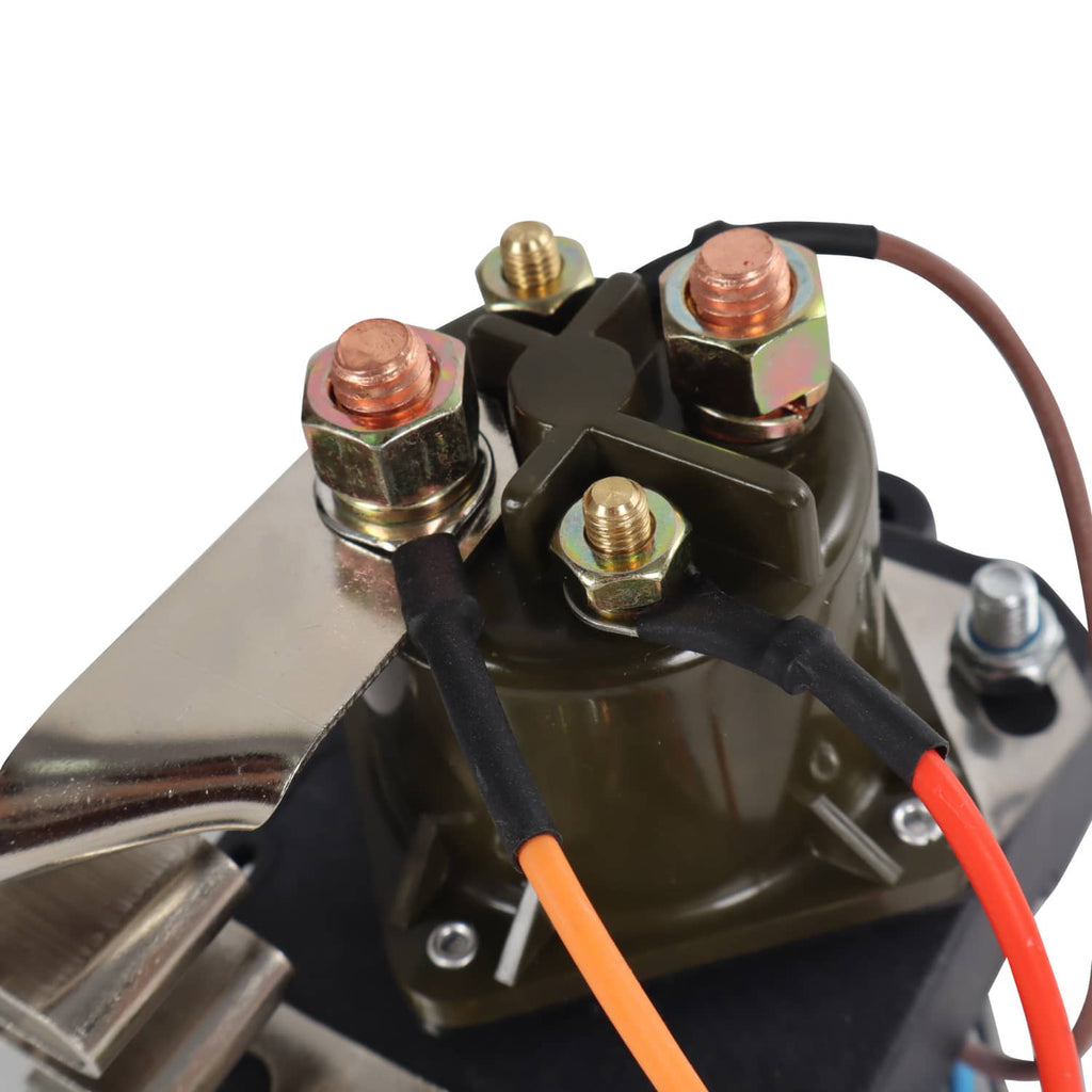 Close-up of glow plug relay controller with copper terminal bolts and black mounting base