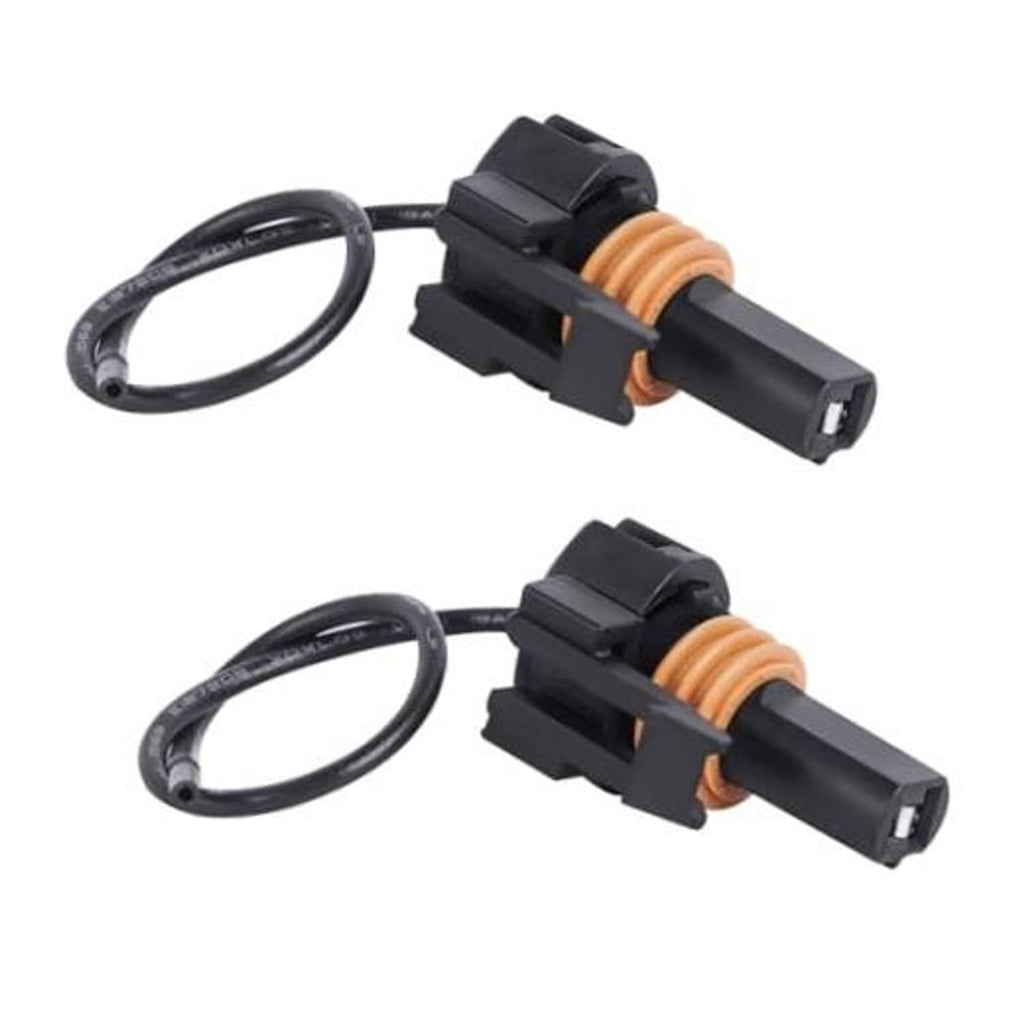 2-pack wire connector pigtails with black plastic housings and orange coil terminals
