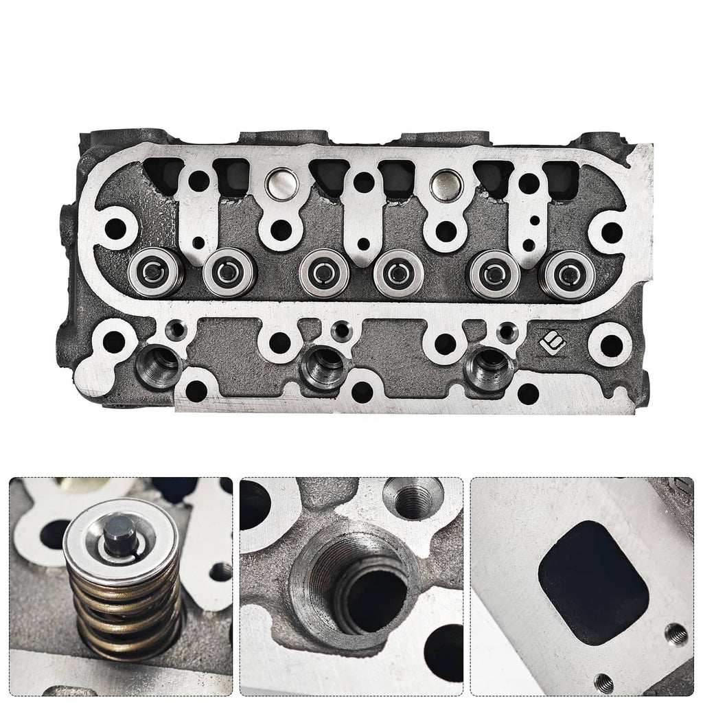 Cylinder head gasket kit, top view of gray head with rocker and spring seats