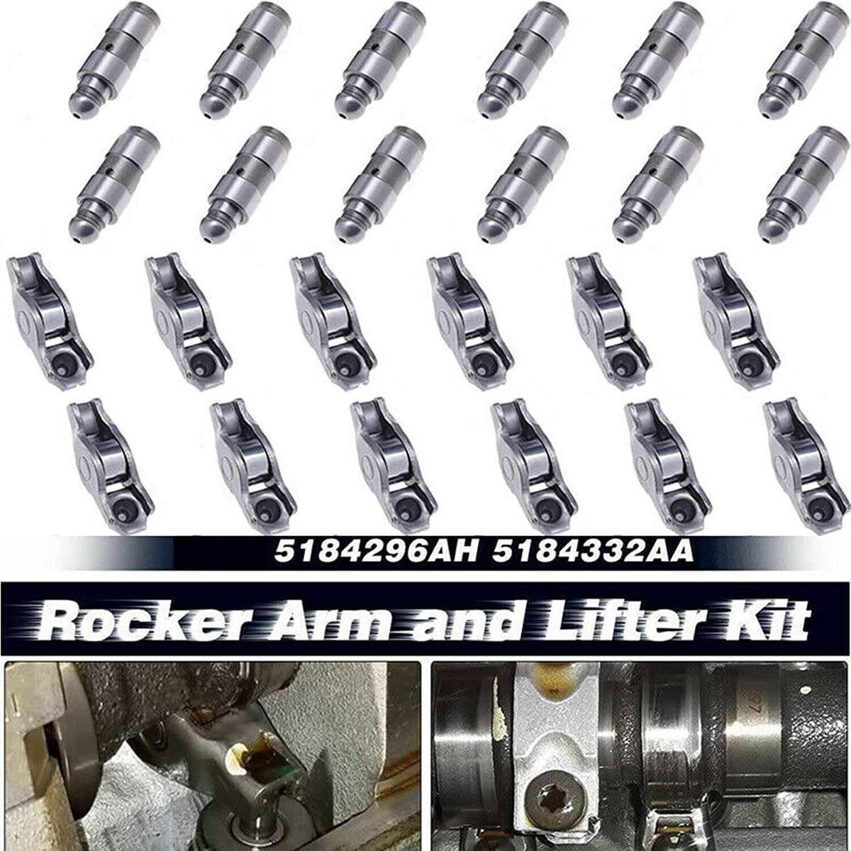 Rocker arm and lifter kit with multiple silver lifters and rocker arms