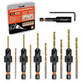 FiLwW countersink drill bit set with 12 gold bits and black holders shown on packaging